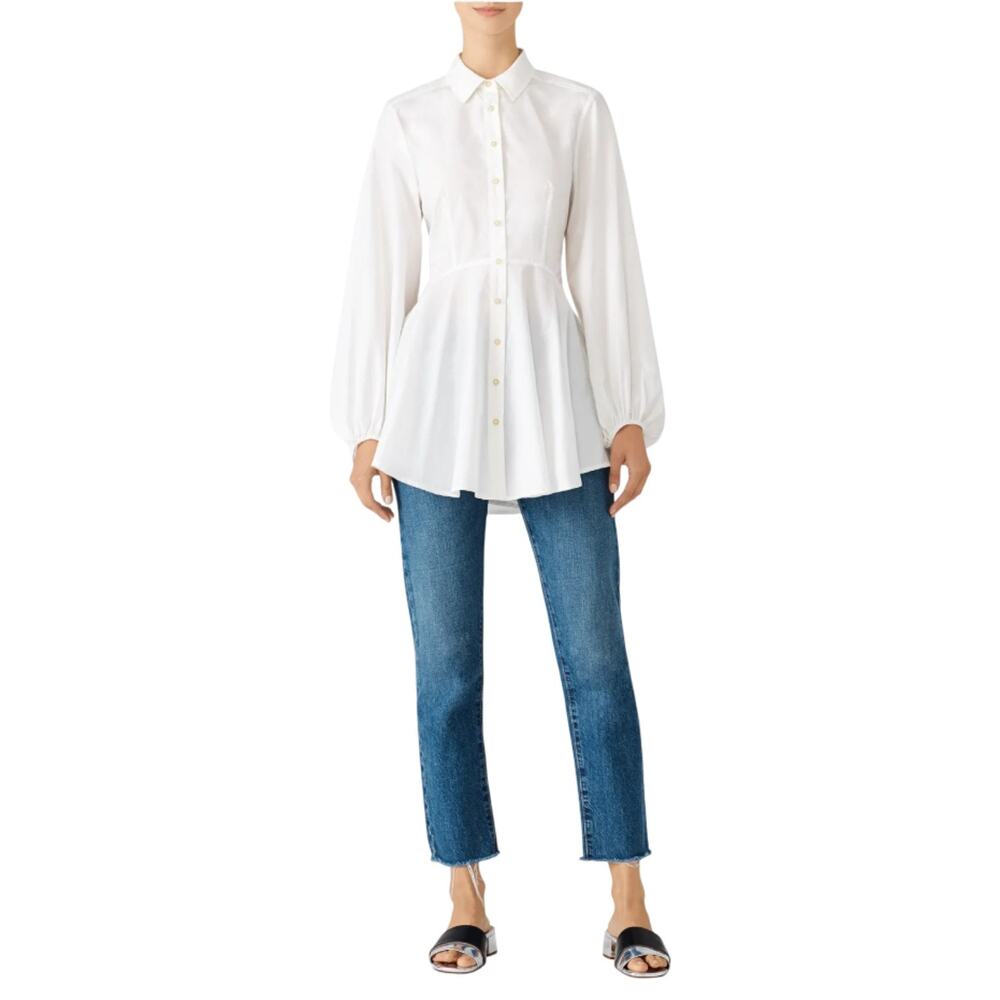 Free People White All The Time Button Down Tunic Top